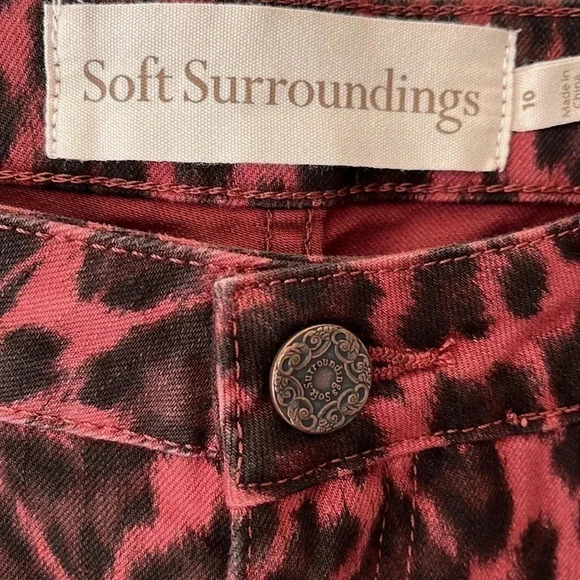 Leopard Print Long Pants Straight Leg Womens 10 Stretch Mob Wife Unique - Picture 3 of 17